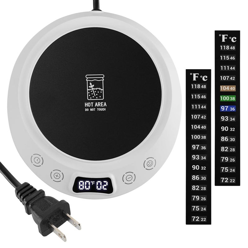ANPHSIN Sourdough Starter Warmer Kit - Precise 1°F Temperature (70~120°F Range) & 0~24H Timer Control Dough Heating Mat with 2 Thermometer Strips, Bread Baking Supplies Gifts, White - Image 1